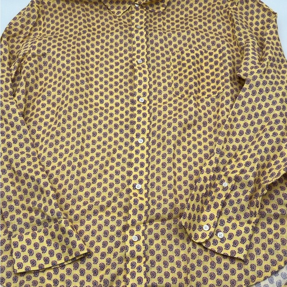 J McLaughlin Shirt Mens Linen XL Button Up Yellow Blue Orange Paisley L/S - Picture 2 of 11